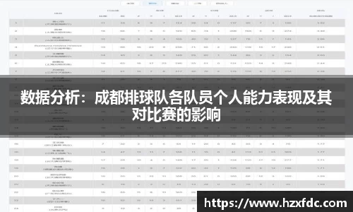 数据分析：成都排球队各队员个人能力表现及其对比赛的影响