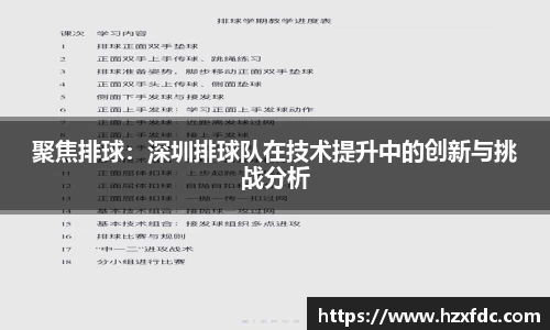 聚焦排球：深圳排球队在技术提升中的创新与挑战分析