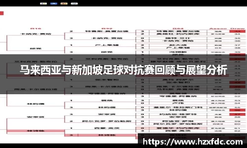 马来西亚与新加坡足球对抗赛回顾与展望分析