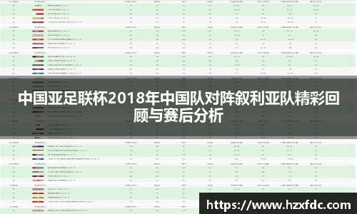 中国亚足联杯2018年中国队对阵叙利亚队精彩回顾与赛后分析